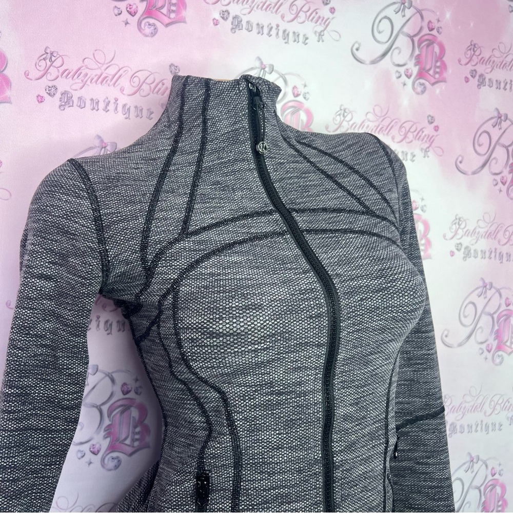 Lululemon define jacket heathered grey black spotted dotted pattern stretchy - Picture 6 of 10